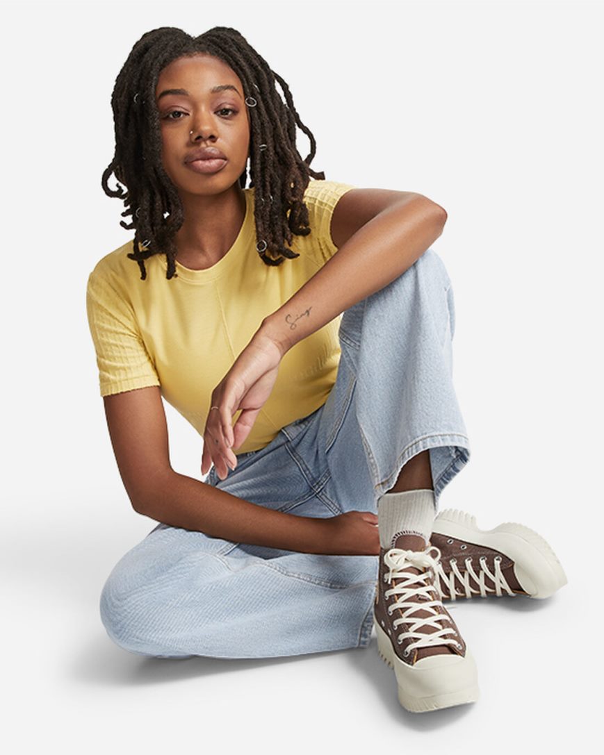 Women's Converse Chuck Taylor All Star Lugged 2.0 Denim High Top Platform Shoes Brown | AU 398E5A